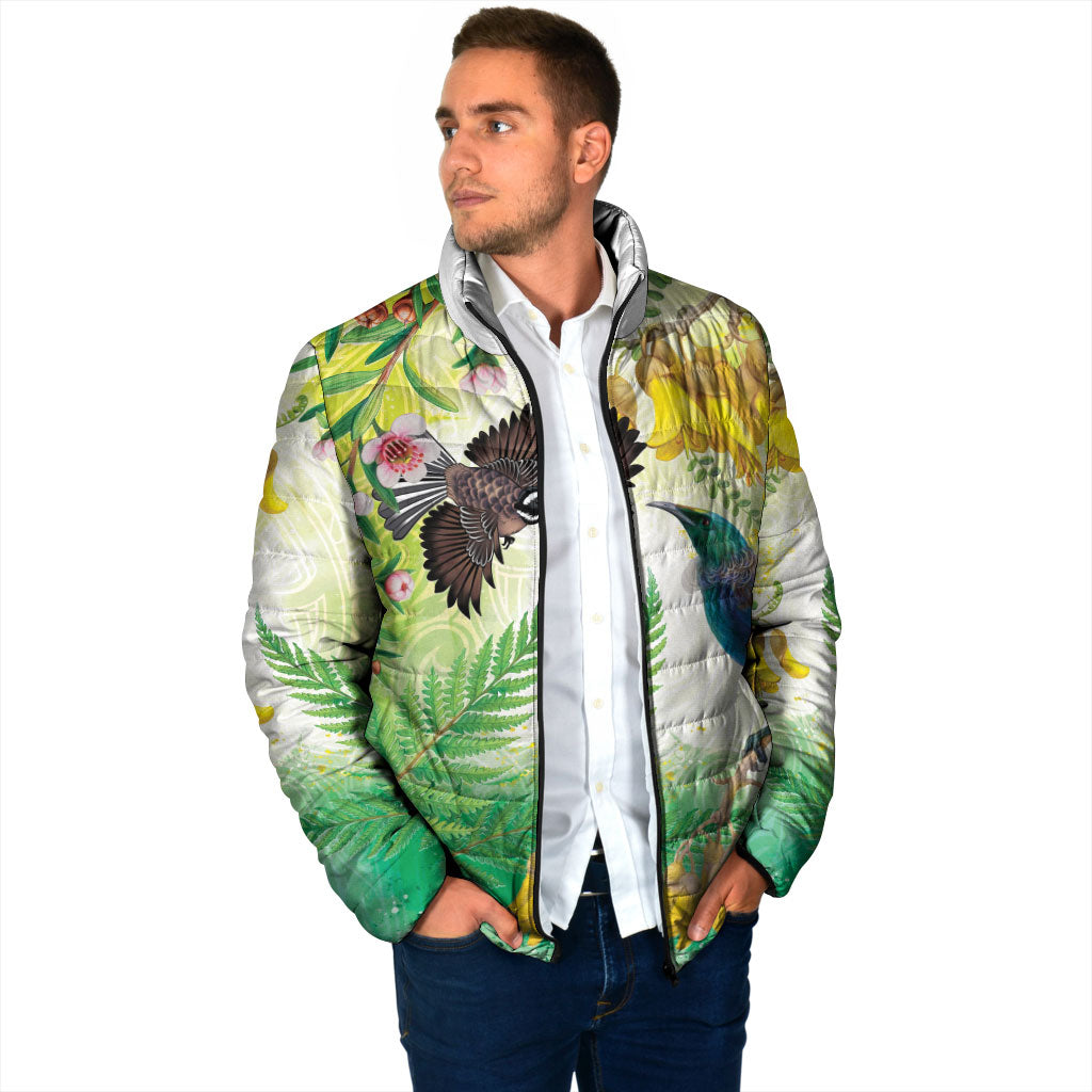 New Zealand Maori Mahuru Padded Jacket Tui With Pikawakawa Spring Colors LT7 - Polynesian Pride