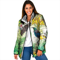 New Zealand Maori Mahuru Padded Jacket Tui With Pikawakawa Spring Colors LT7 Women Multicolor - Polynesian Pride