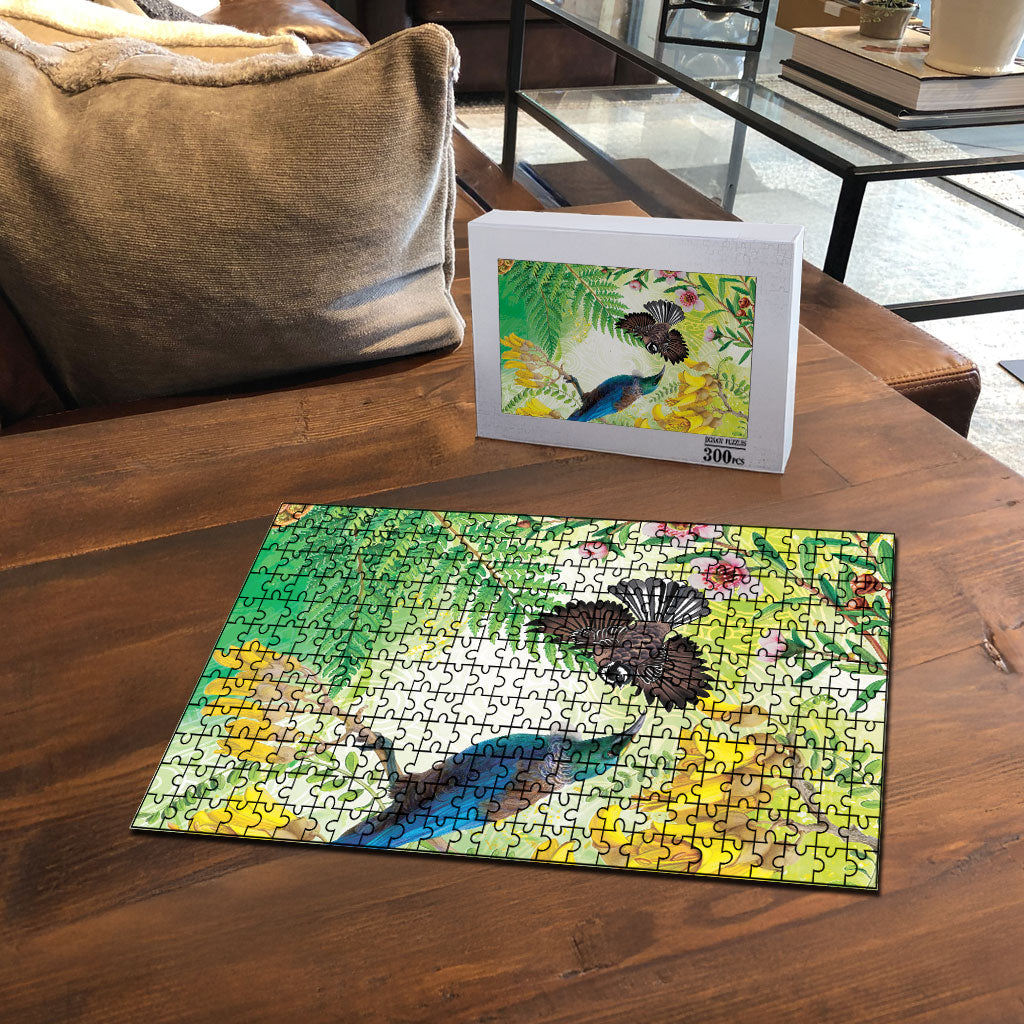 New Zealand Maori Mahuru Puzzle Tui With Pikawakawa Spring Colors LT7 - Polynesian Pride