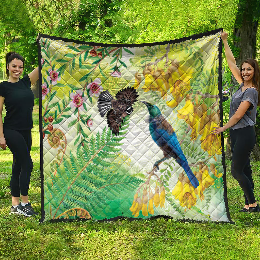 New Zealand Maori Mahuru Quilt Tui With Pikawakawa Spring Colors LT7 - Polynesian Pride