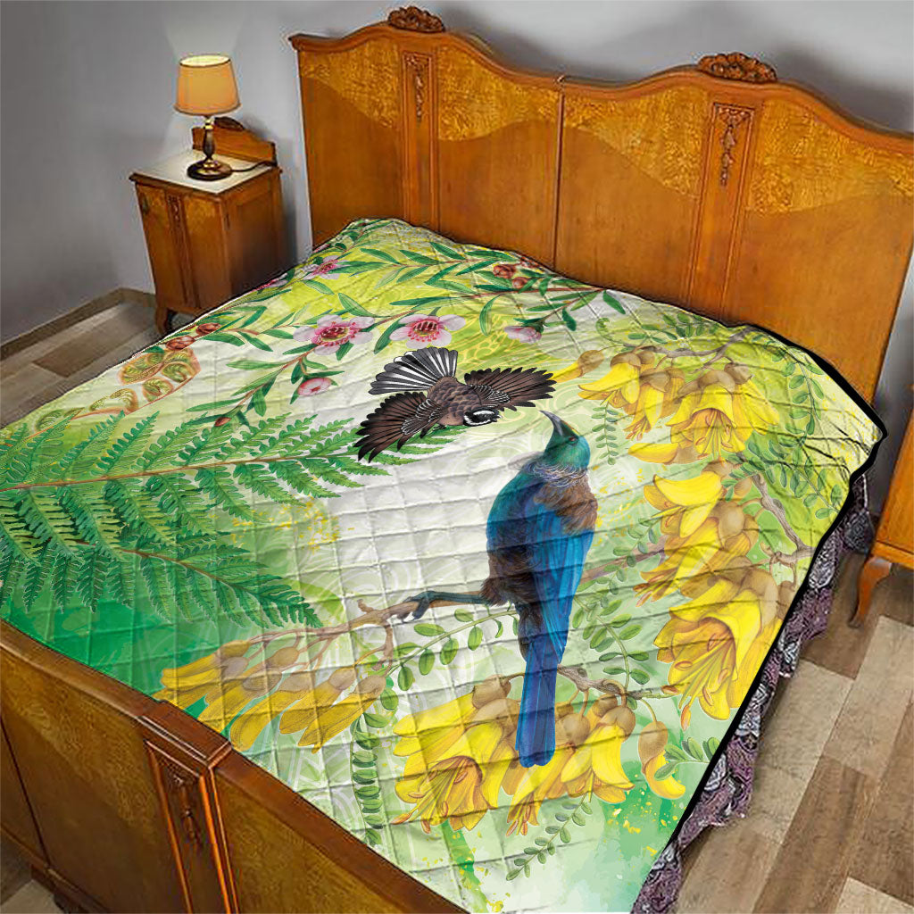 New Zealand Maori Mahuru Quilt Tui With Pikawakawa Spring Colors LT7 - Polynesian Pride