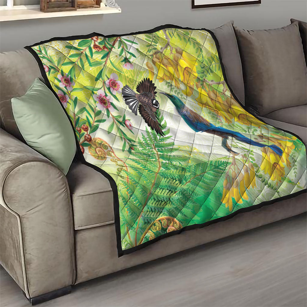 New Zealand Maori Mahuru Quilt Tui With Pikawakawa Spring Colors LT7 - Polynesian Pride