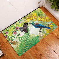 New Zealand Maori Mahuru Rubber Doormat Tui With Pikawakawa Spring Colors LT7 - Polynesian Pride