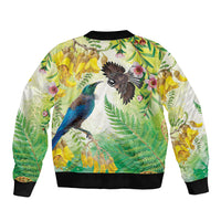 New Zealand Maori Mahuru Sleeve Zip Bomber Jacket Tui With Pikawakawa Spring Colors LT7 - Polynesian Pride