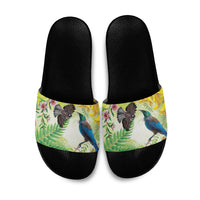New Zealand Maori Mahuru Slide Sandals Tui With Pikawakawa Spring Colors LT7 Multicolor - Polynesian Pride