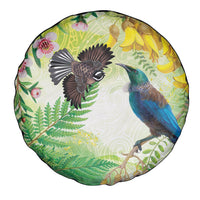 New Zealand Maori Mahuru Spare Tire Cover Tui With Pikawakawa Spring Colors LT7 - Polynesian Pride