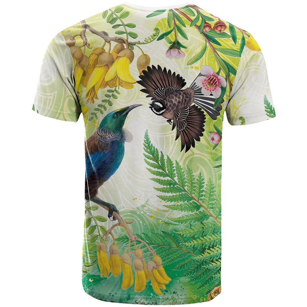 New Zealand Maori Mahuru T Shirt Tui With Pikawakawa Spring Colors LT7 - Polynesian Pride