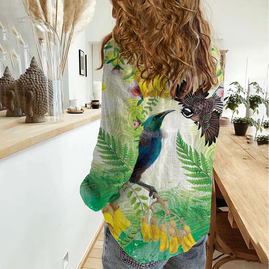 New Zealand Maori Mahuru Women Casual Shirt Tui With Pikawakawa Spring Colors LT7 - Polynesian Pride