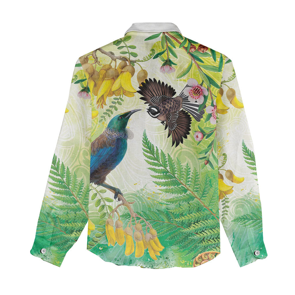 New Zealand Maori Mahuru Women Casual Shirt Tui With Pikawakawa Spring Colors LT7 - Polynesian Pride