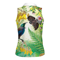 New Zealand Maori Mahuru Women Sleeveless Polo Shirt Tui With Pikawakawa Spring Colors LT7 - Polynesian Pride