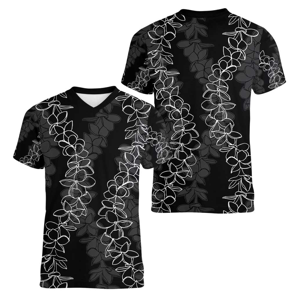 Hawaii Plumeria Lei Women V-Neck T-Shirt Aloha Festive Vibe LT7 - Polynesian Pride