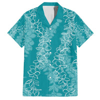 Hawaii Plumeria Lei Family Matching Long Sleeve Bodycon Dress and Hawaiian Shirt Aloha Festive Vibe - Teal
