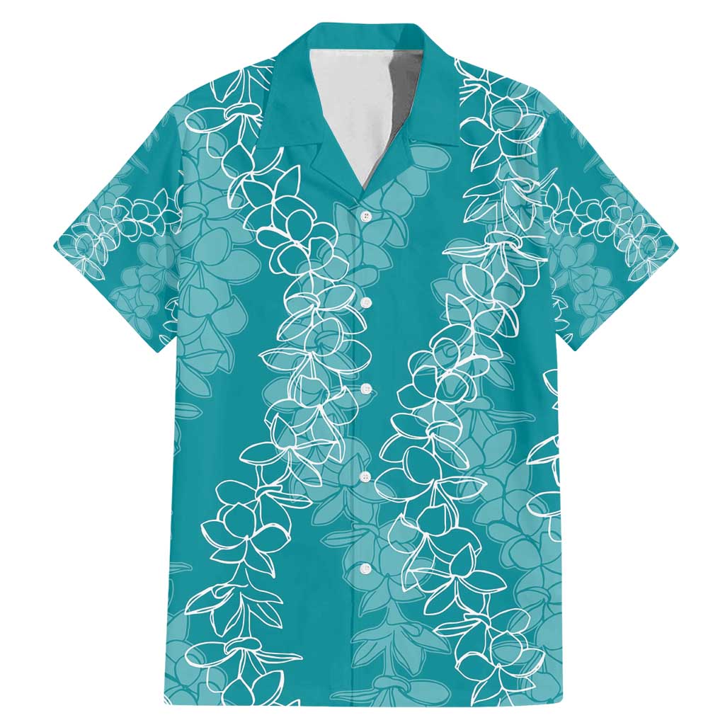 Hawaii Plumeria Lei Family Matching Mermaid Dress and Hawaiian Shirt Aloha Festive Vibe - Teal