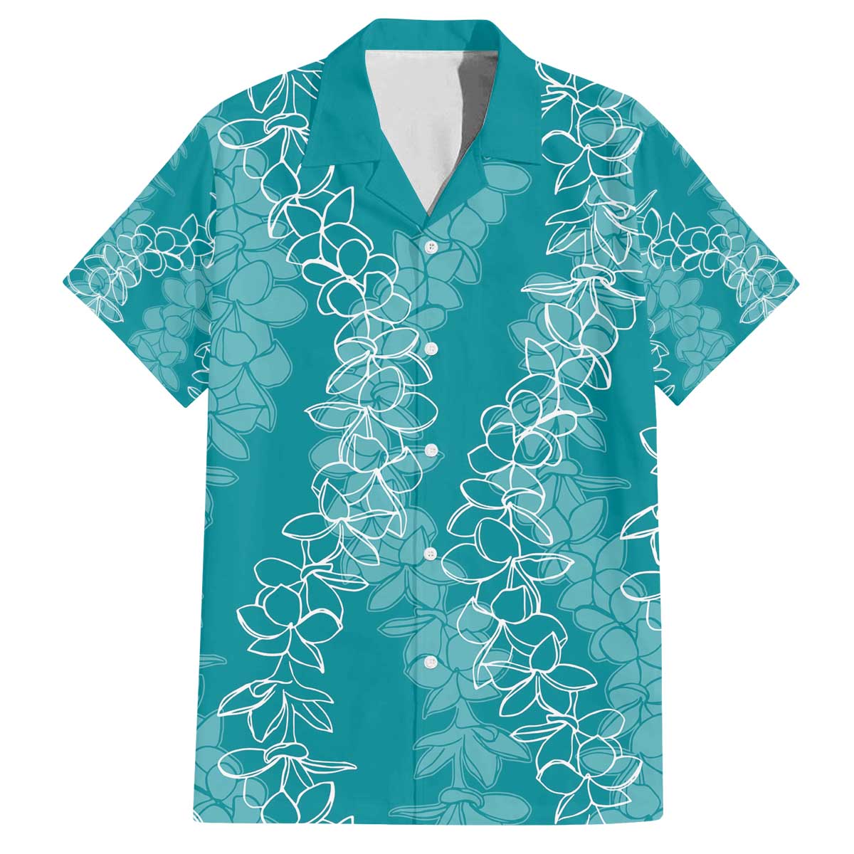 Hawaii Plumeria Lei Family Matching Off The Shoulder Long Sleeve Dress and Hawaiian Shirt Aloha Festive Vibe - Teal