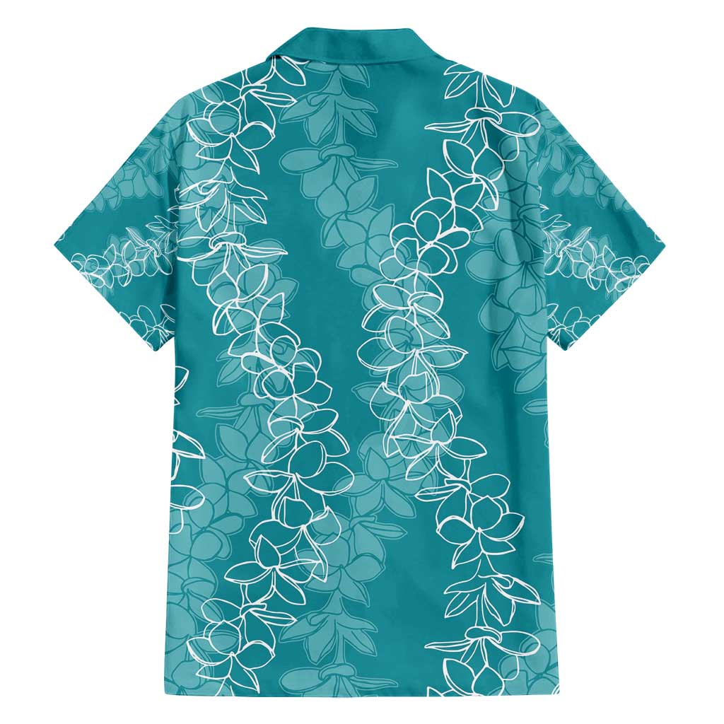 Hawaii Plumeria Lei Family Matching Off Shoulder Maxi Dress and Hawaiian Shirt Aloha Festive Vibe - Teal