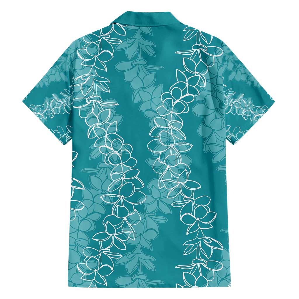 Hawaii Plumeria Lei Family Matching Short Sleeve Bodycon Dress and Hawaiian Shirt Aloha Festive Vibe - Teal