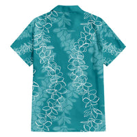 Hawaii Plumeria Lei Family Matching Short Sleeve Bodycon Dress and Hawaiian Shirt Aloha Festive Vibe - Teal