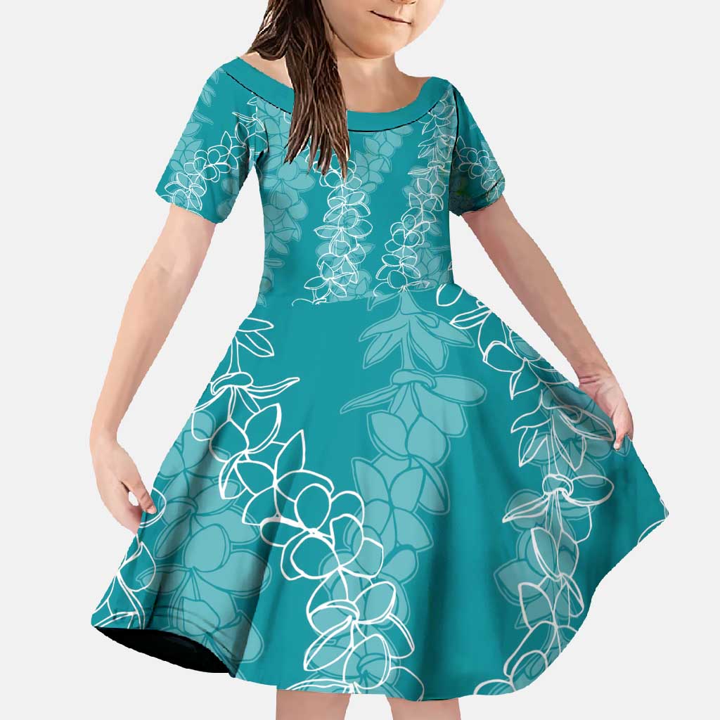 Hawaii Plumeria Lei Family Matching Tank Maxi Dress and Hawaiian Shirt Aloha Festive Vibe - Teal