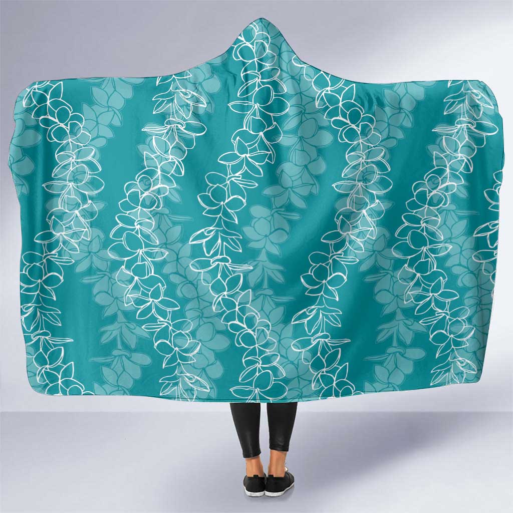 Hawaii Plumeria Lei Hooded Blanket Aloha Festive Vibe - Teal LT7 One Size Teal - Polynesian Pride