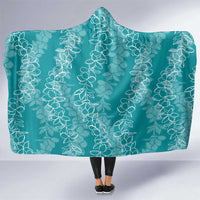 Hawaii Plumeria Lei Hooded Blanket Aloha Festive Vibe - Teal LT7 One Size Teal - Polynesian Pride