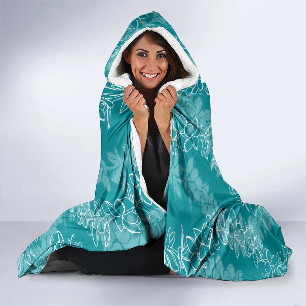 Hawaii Plumeria Lei Hooded Blanket Aloha Festive Vibe - Teal LT7 - Polynesian Pride