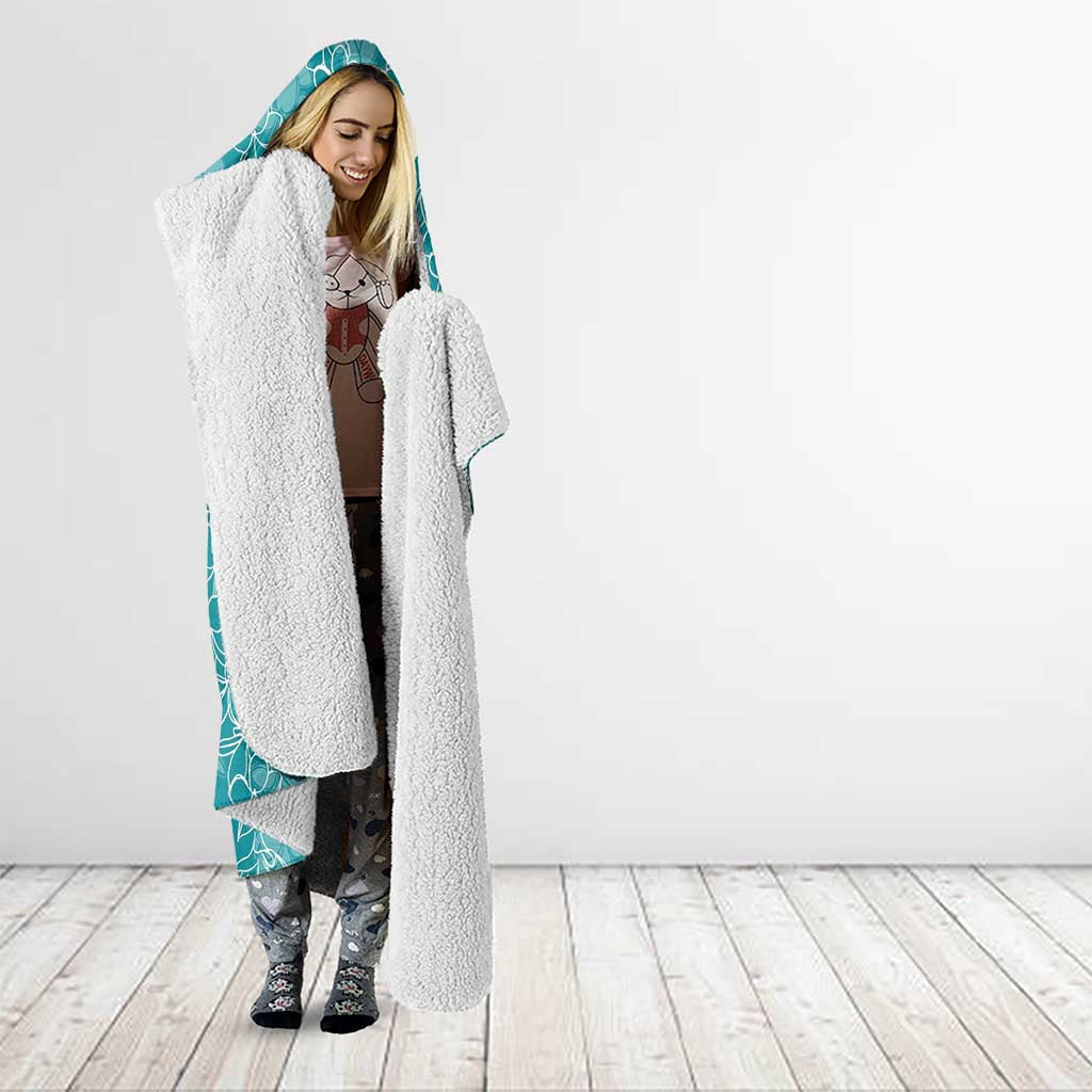 Hawaii Plumeria Lei Hooded Blanket Aloha Festive Vibe - Teal LT7 - Polynesian Pride