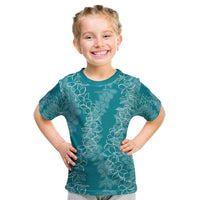 Hawaii Plumeria Lei Kid T Shirt Aloha Festive Vibe - Teal LT7 Teal - Polynesian Pride