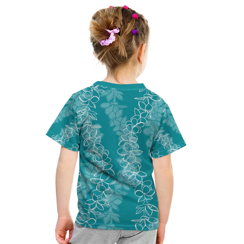 Hawaii Plumeria Lei Kid T Shirt Aloha Festive Vibe - Teal LT7 - Polynesian Pride