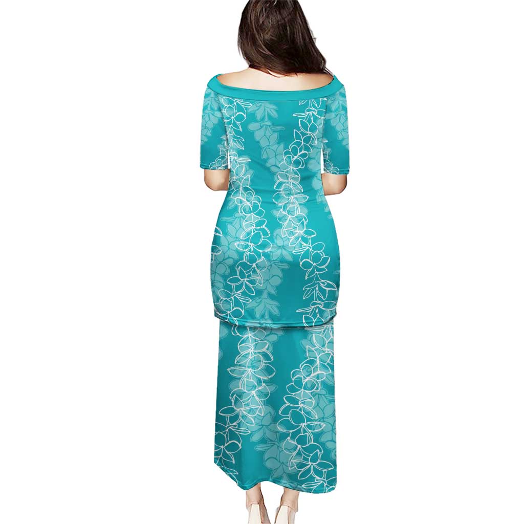 Hawaii Plumeria Lei Puletasi Aloha Festive Vibe - Teal