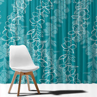 Hawaii Plumeria Lei Window Curtain Aloha Festive Vibe - Teal