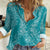 Hawaii Plumeria Lei Women Casual Shirt Aloha Festive Vibe - Teal