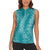 Hawaii Plumeria Lei Women Sleeveless Polo Shirt Aloha Festive Vibe - Teal