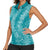 Hawaii Plumeria Lei Women Sleeveless Polo Shirt Aloha Festive Vibe - Teal