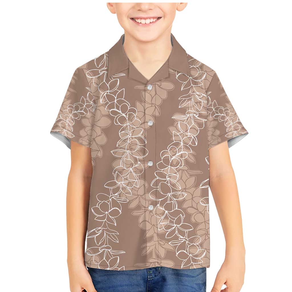 Hawaii Plumeria Lei Family Matching Mermaid Dress and Hawaiian Shirt Aloha Festive Vibe - Beige