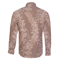 Hawaii Plumeria Lei Family Matching Off Shoulder Maxi Dress and Hawaiian Shirt Aloha Festive Vibe - Beige