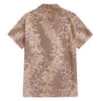 Hawaii Plumeria Lei Family Matching Tank Maxi Dress and Hawaiian Shirt Aloha Festive Vibe - Beige
