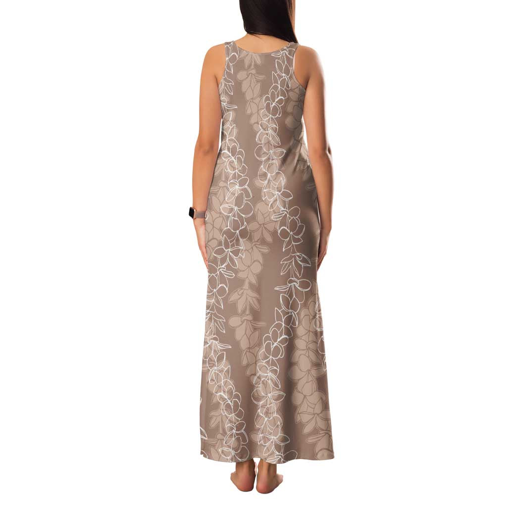 Hawaii Plumeria Lei Family Matching Tank Maxi Dress and Hawaiian Shirt Aloha Festive Vibe - Beige