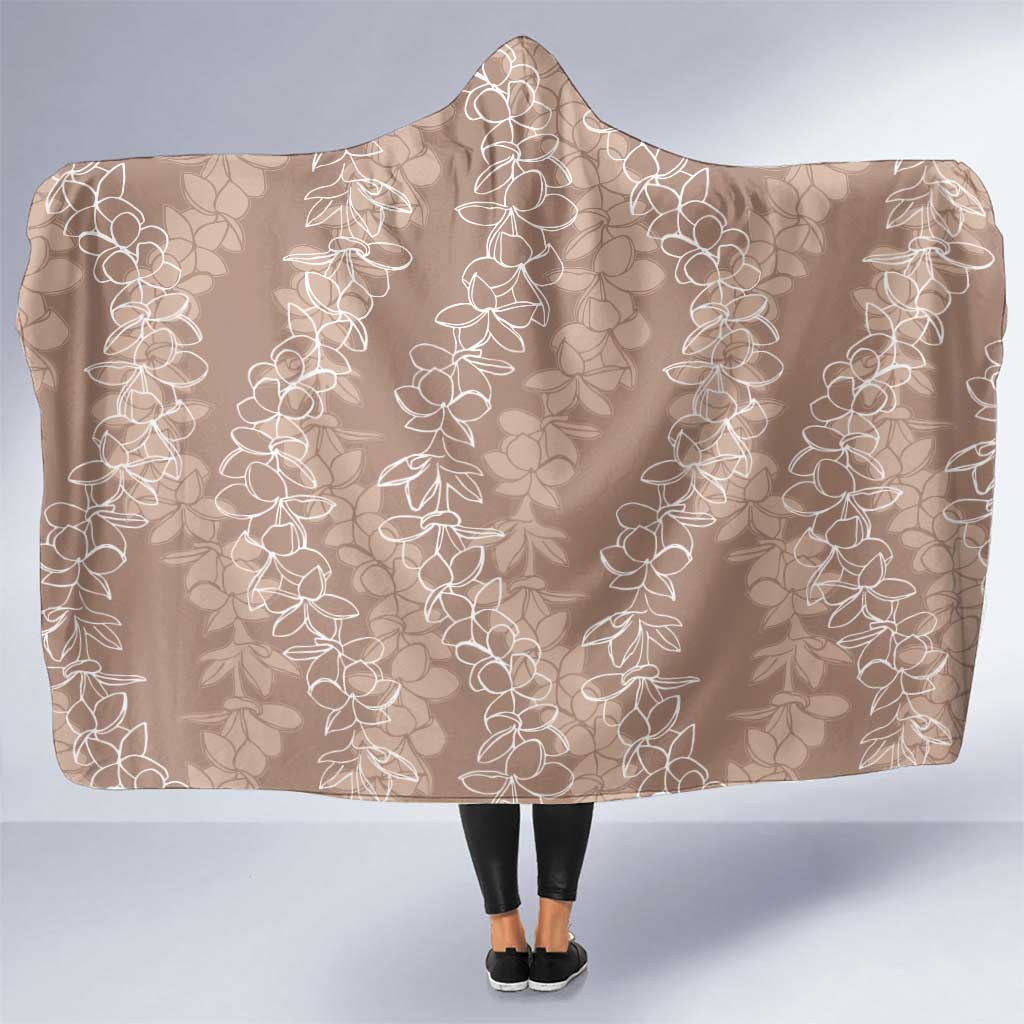 Hawaii Plumeria Lei Hooded Blanket Aloha Festive Vibe - Beige LT7 One Size Beige - Polynesian Pride