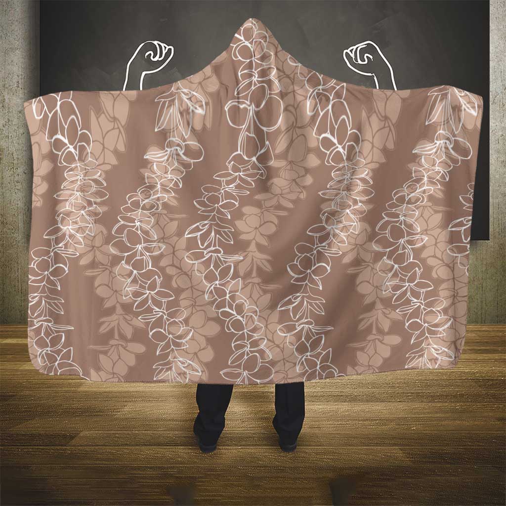 Hawaii Plumeria Lei Hooded Blanket Aloha Festive Vibe - Beige LT7 - Polynesian Pride