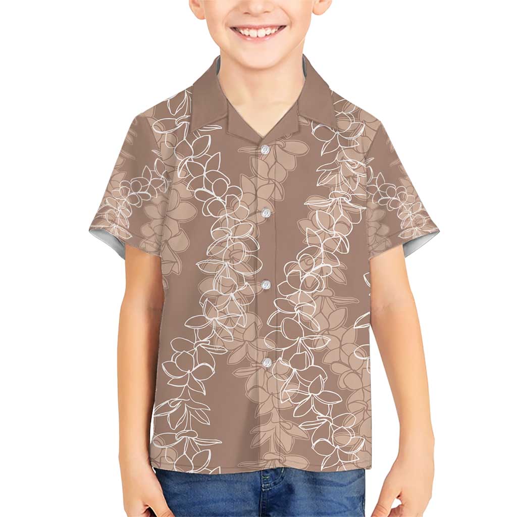 Hawaii Plumeria Lei Kid Hawaiian Shirt Aloha Festive Vibe - Beige