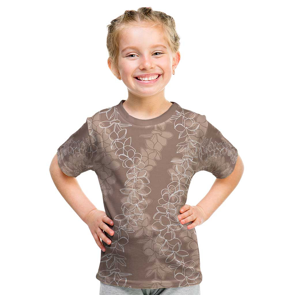 Hawaii Plumeria Lei Kid T Shirt Aloha Festive Vibe - Beige
