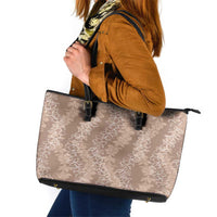 Hawaii Plumeria Lei Leather Tote Bag Aloha Festive Vibe - Beige