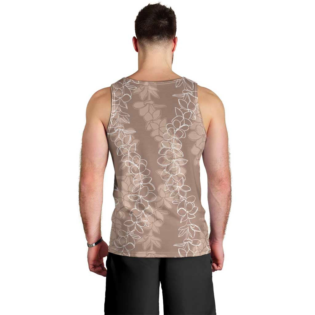 Hawaii Plumeria Lei Men Tank Top Aloha Festive Vibe - Beige
