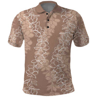 Hawaii Plumeria Lei Polo Shirt Aloha Festive Vibe - Beige