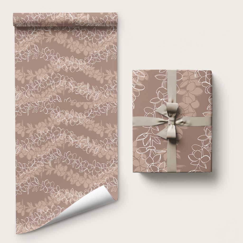 Hawaii Plumeria Lei Wrapping Paper Aloha Festive Vibe - Beige