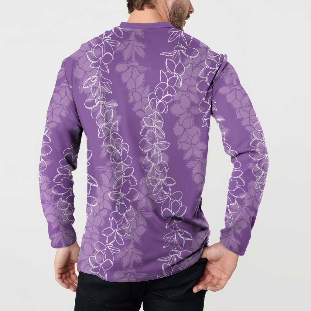 Hawaii Plumeria Lei Button Sweatshirt Aloha Festive Vibe - Violet