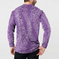 Hawaii Plumeria Lei Button Sweatshirt Aloha Festive Vibe - Violet
