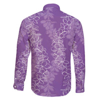 Hawaii Plumeria Lei Family Matching Off Shoulder Maxi Dress and Hawaiian Shirt Aloha Festive Vibe - Violet