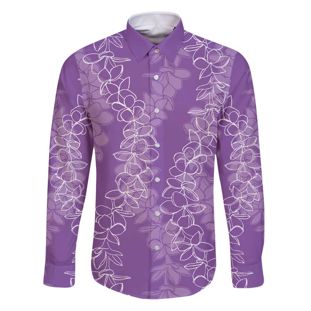 Hawaii Plumeria Lei Family Matching Puletasi and Hawaiian Shirt Aloha Festive Vibe - Violet