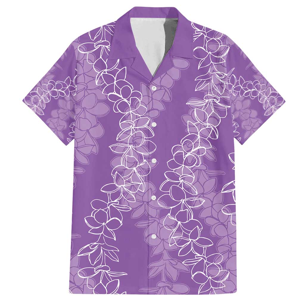 Hawaii Plumeria Lei Family Matching Tank Maxi Dress and Hawaiian Shirt Aloha Festive Vibe - Violet